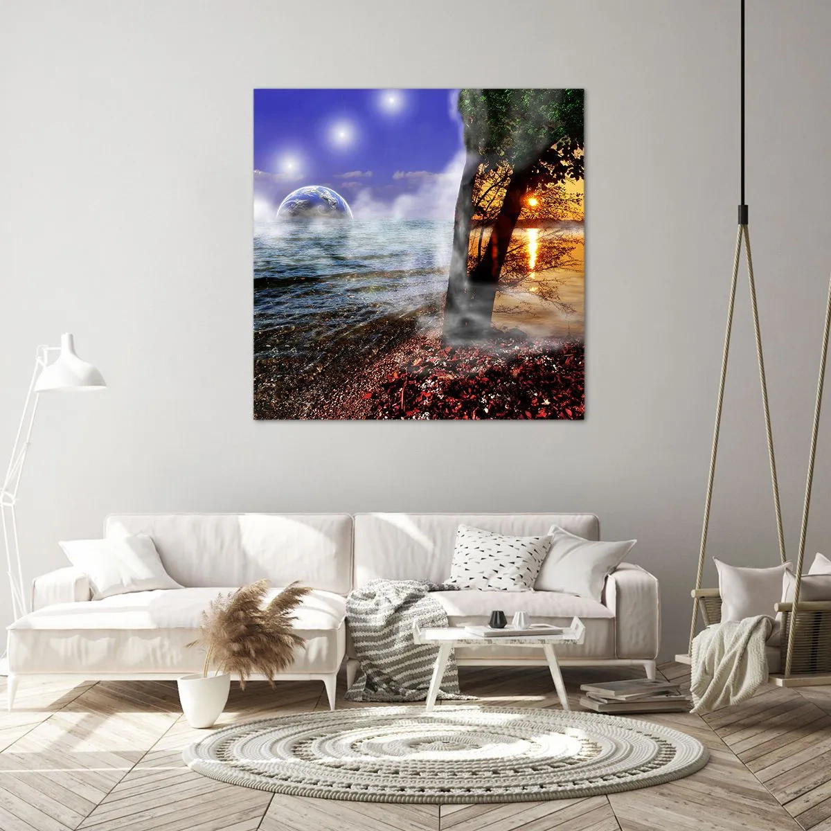 Canvastavla - Bild på duk - Surrealistiskt landskap - naturens enighet - 50x50 cm