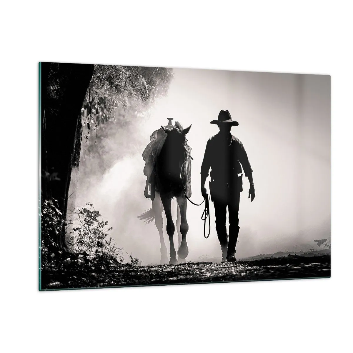 Glastavla - Bild på glas - En morgon i Texas - 120x80 cm
