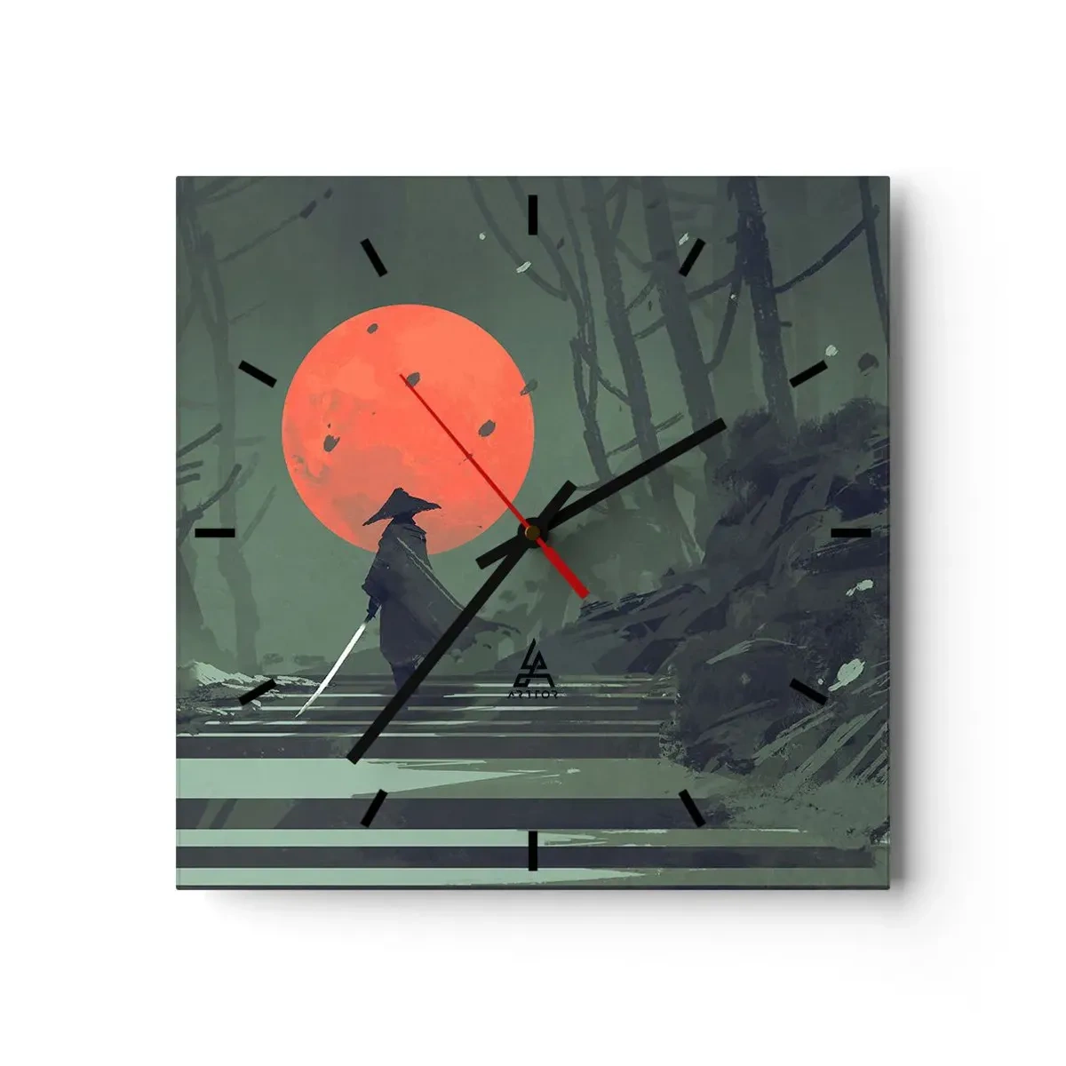 Väggklocka - Klocka på glas - Röda månens kämpe - 30x30 cm
