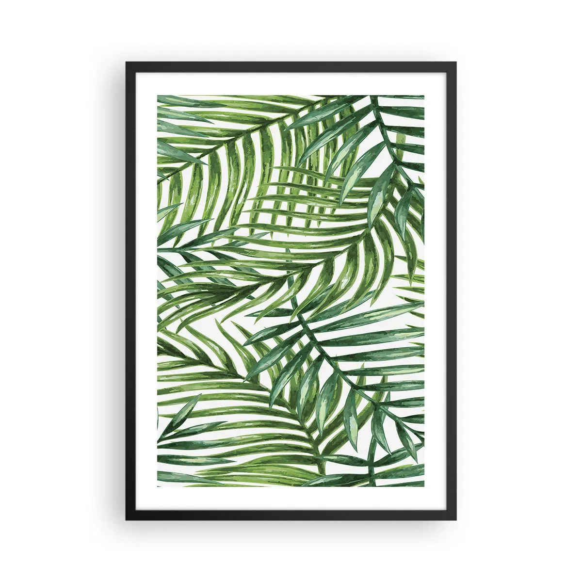 Affisch i svart ram - Palmer i ett minimalistiskt botaniskt mönster - 50x70cm - Under gröna baldakinen - Modern väggdekoration för vardagsrum och sovrum ARTTOR