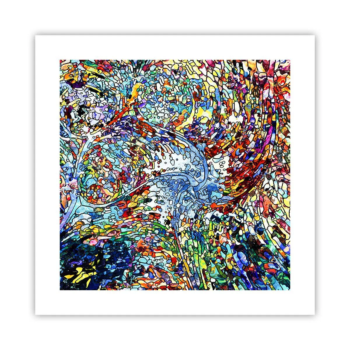 Affisch - Glasmålning - droppar  - 40x40 cm