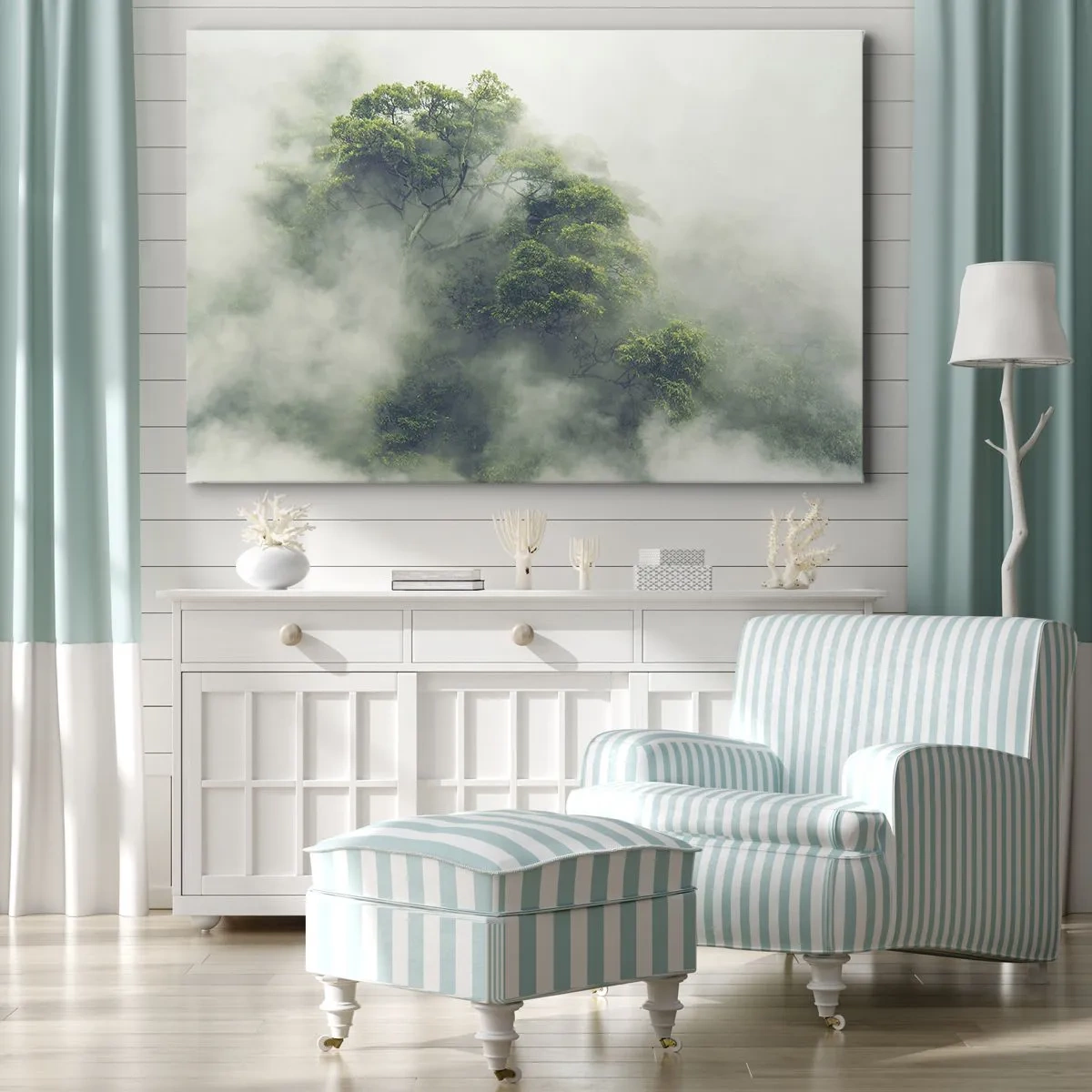 Canvastavla - Bild på duk - Insvept i dimma - 70x50 cm