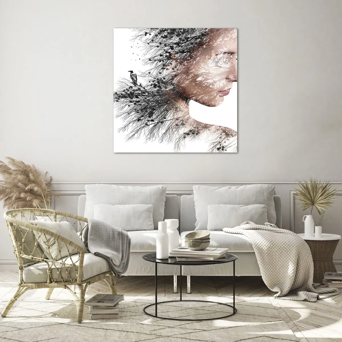 Glastavla - Bild på glas - Skogens ande - 50x50 cm