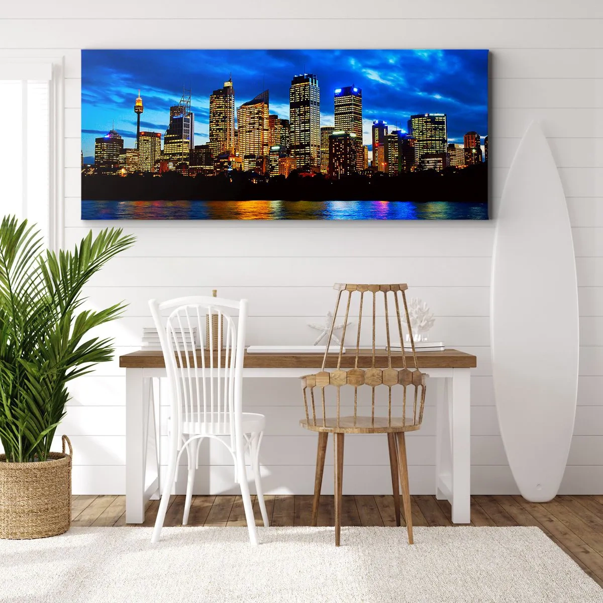 Canvastavla - Bild på duk - Ljusens och färgernas natt - 140x50 cm