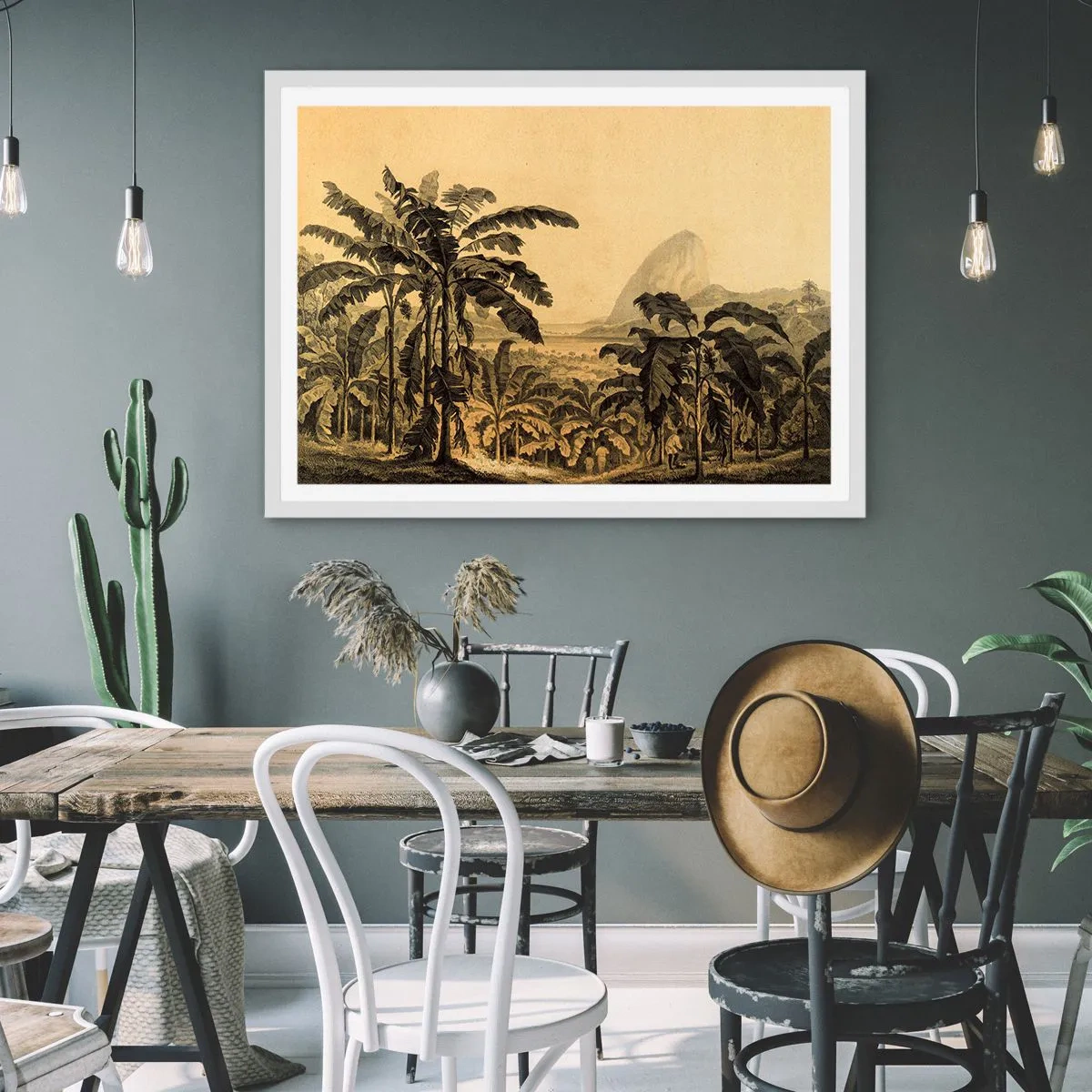 Affisch i vit ram - I kolonial stämning - 100x70 cm