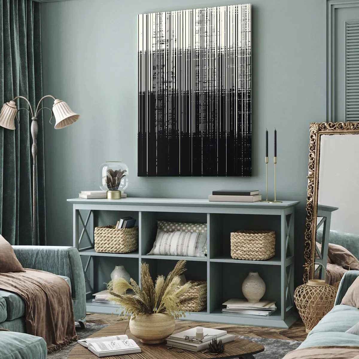 Canvastavla - Bild på duk - Vågor och vibrationer - 55x100 cm