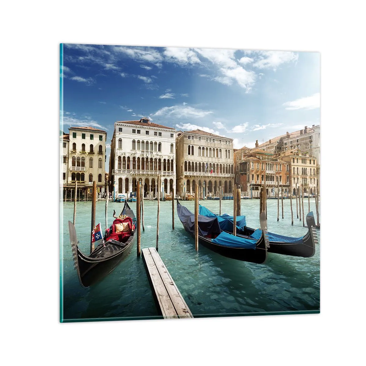 Glastavla - Bild på glas - Palats i blått - 60x60 cm