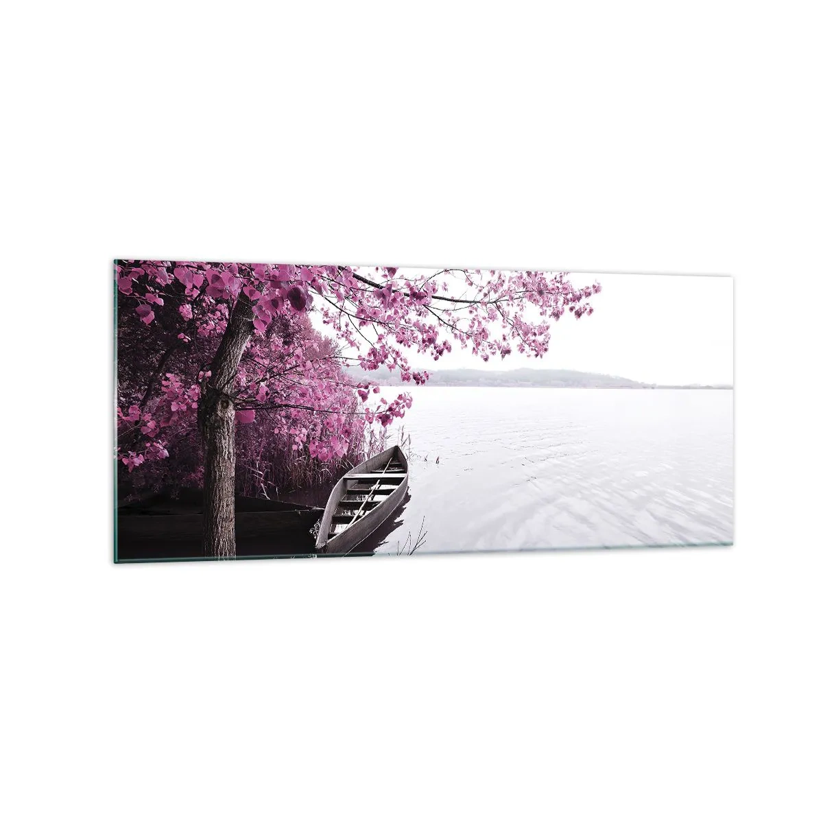 Glastavla - Bild på glas - I rosa tystnad - 120x50 cm