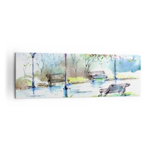Canvastavla - Bild på duk - Parktystnadens charm - 160x50 cm