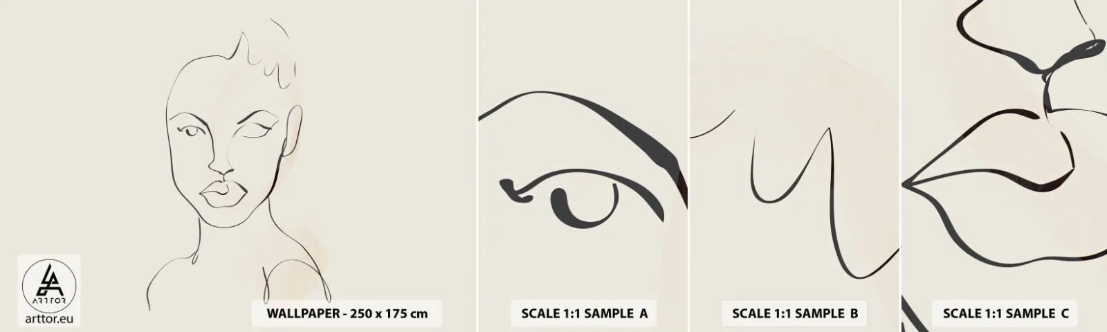 Provbit av självhäftande fototapet Deluxe Sticker - Sensualitetens kontur - Kvinna, Grafik, Bit - 100x30 cm