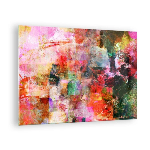 Glastavla - Bild på glas - Färgglad abstraktion med intensiva färger - 70x50cm - En resa genom det rosa - Modern väggdekoration för vardagsrum och sovrum ARTTOR