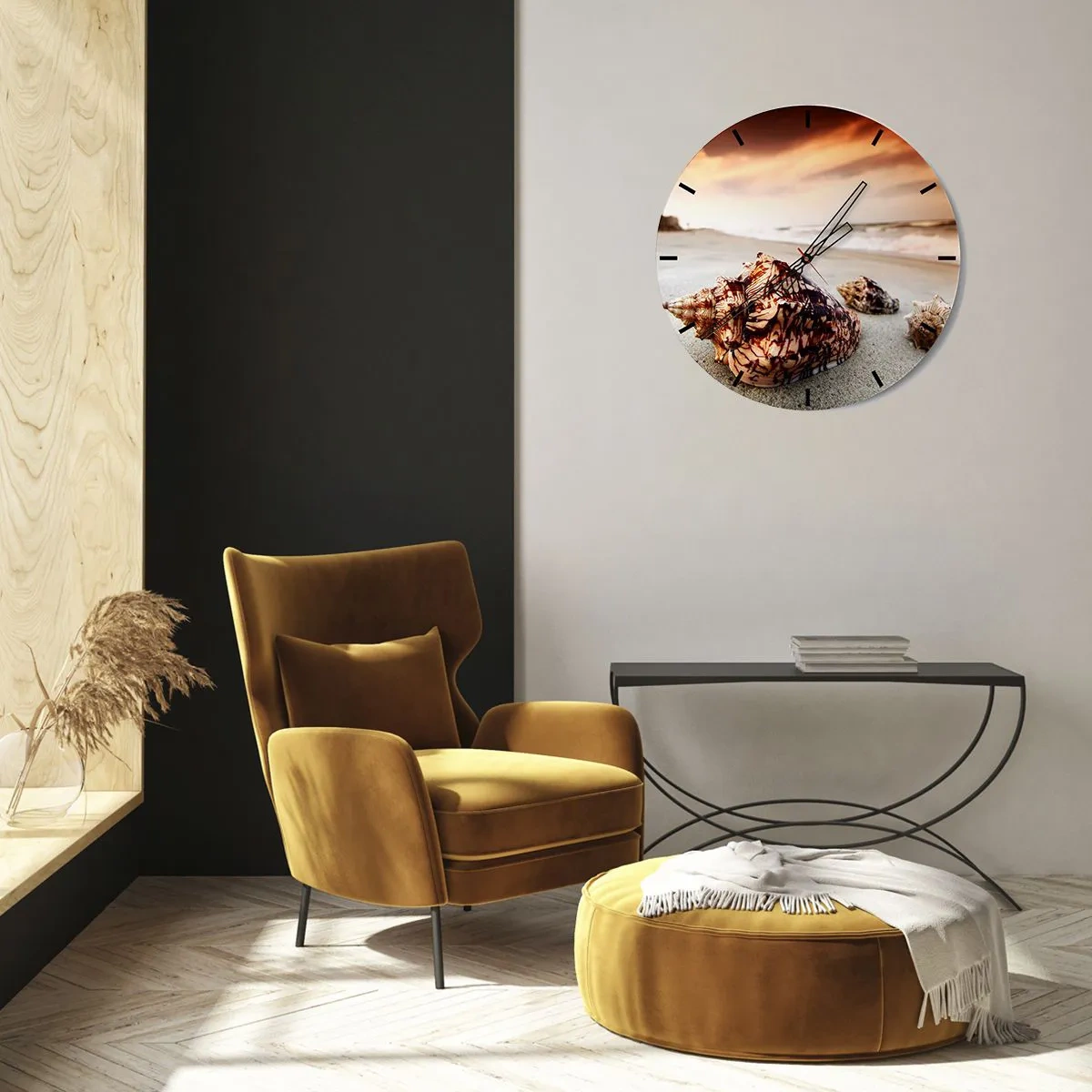 Väggklocka - Klocka på glas - Vågböjare - 40x40 cm