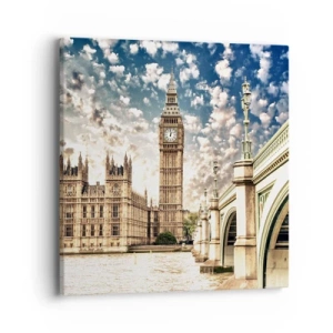 Canvastavla - Bild på duk - Moln över Thames - 40x40 cm