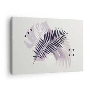 Canvastavla - Bild på duk - En minimalistisk komposition med löv och geometriska former - 70x50cm - Skuggans skugga - Modern väggdekoration för vardagsrum och sovrum ARTTOR