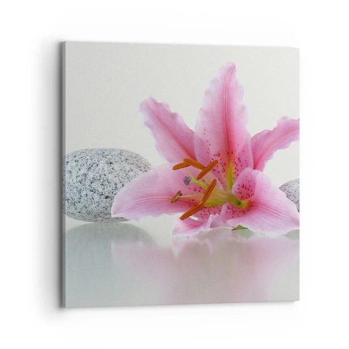 Canvastavla - Bild på duk - En studie i rosa, grå och vit - 70x70 cm