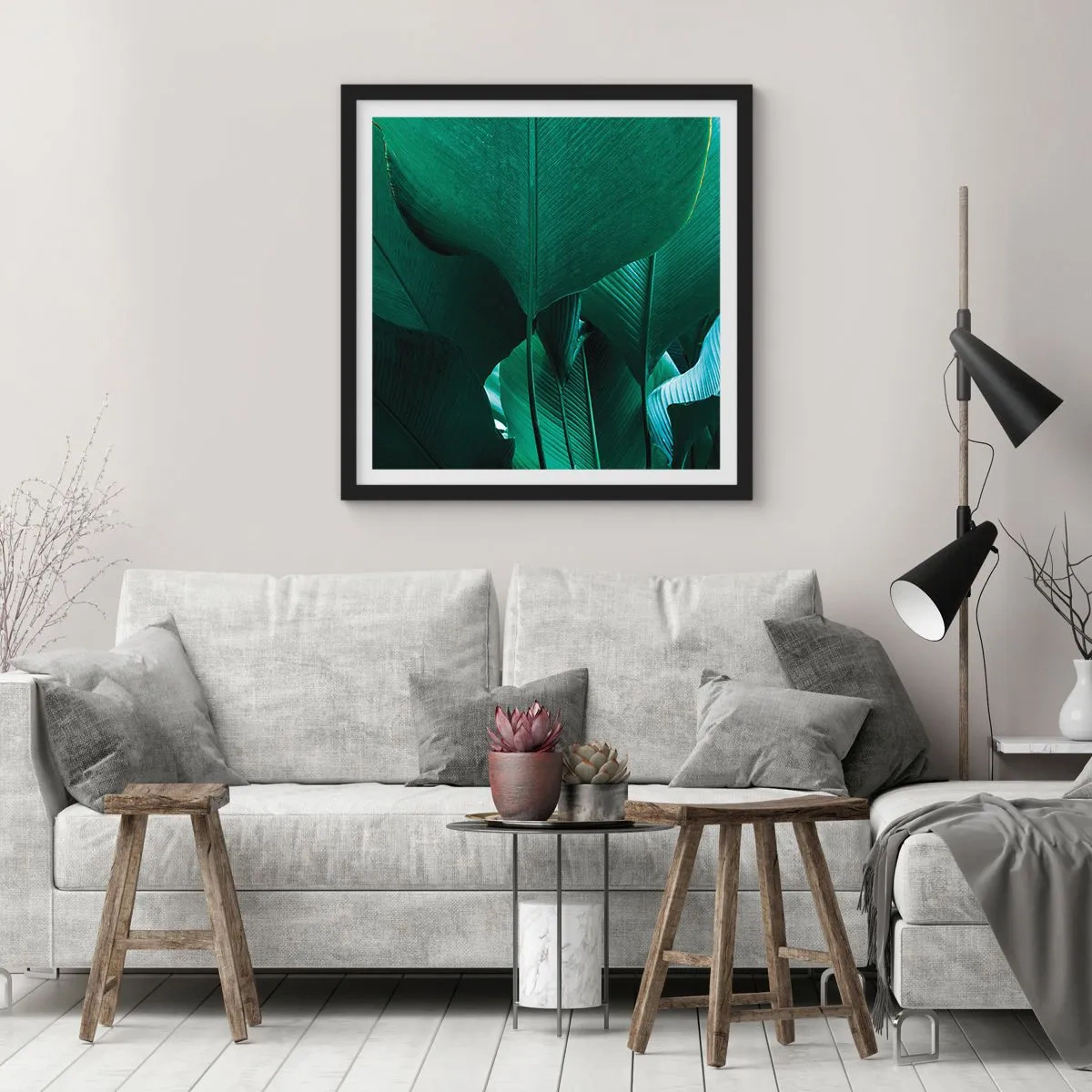 Affisch i svart ram - Vända mot ljuset - 60x60 cm