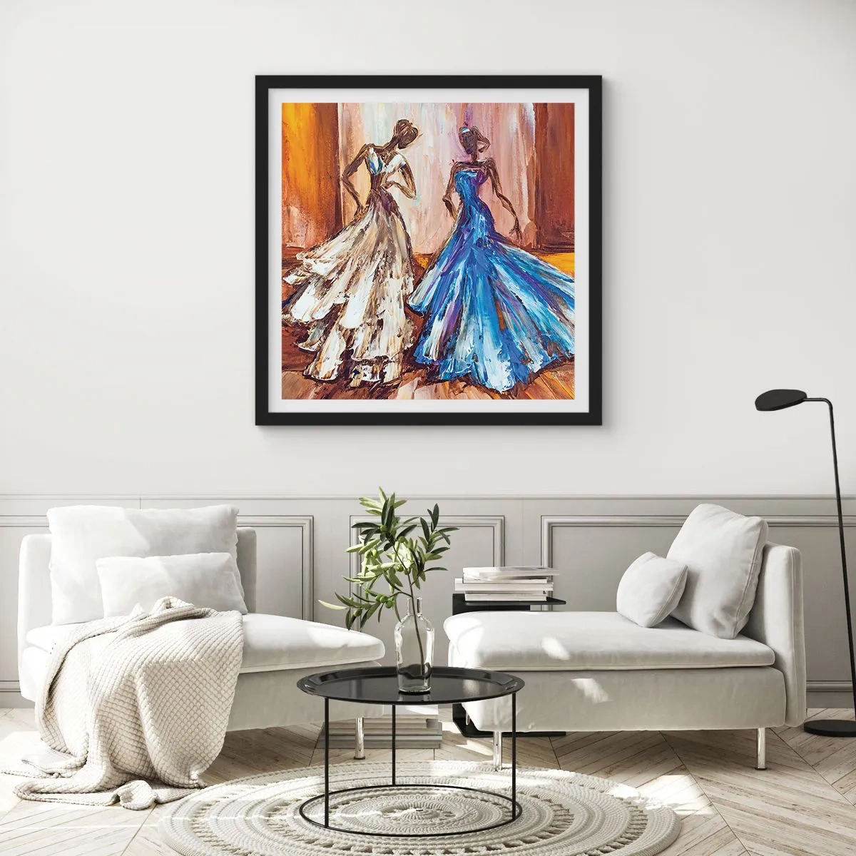 Affisch i svart ram - Prydlig duett - 60x60 cm