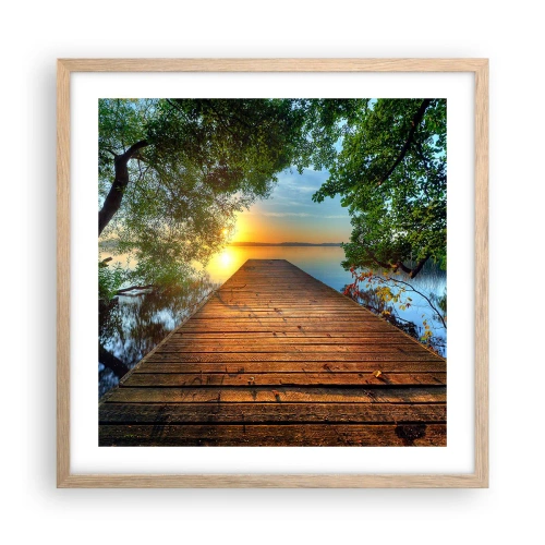 Affisch i ram av ljusek - Sakta ner, sätt dig - 50x50 cm