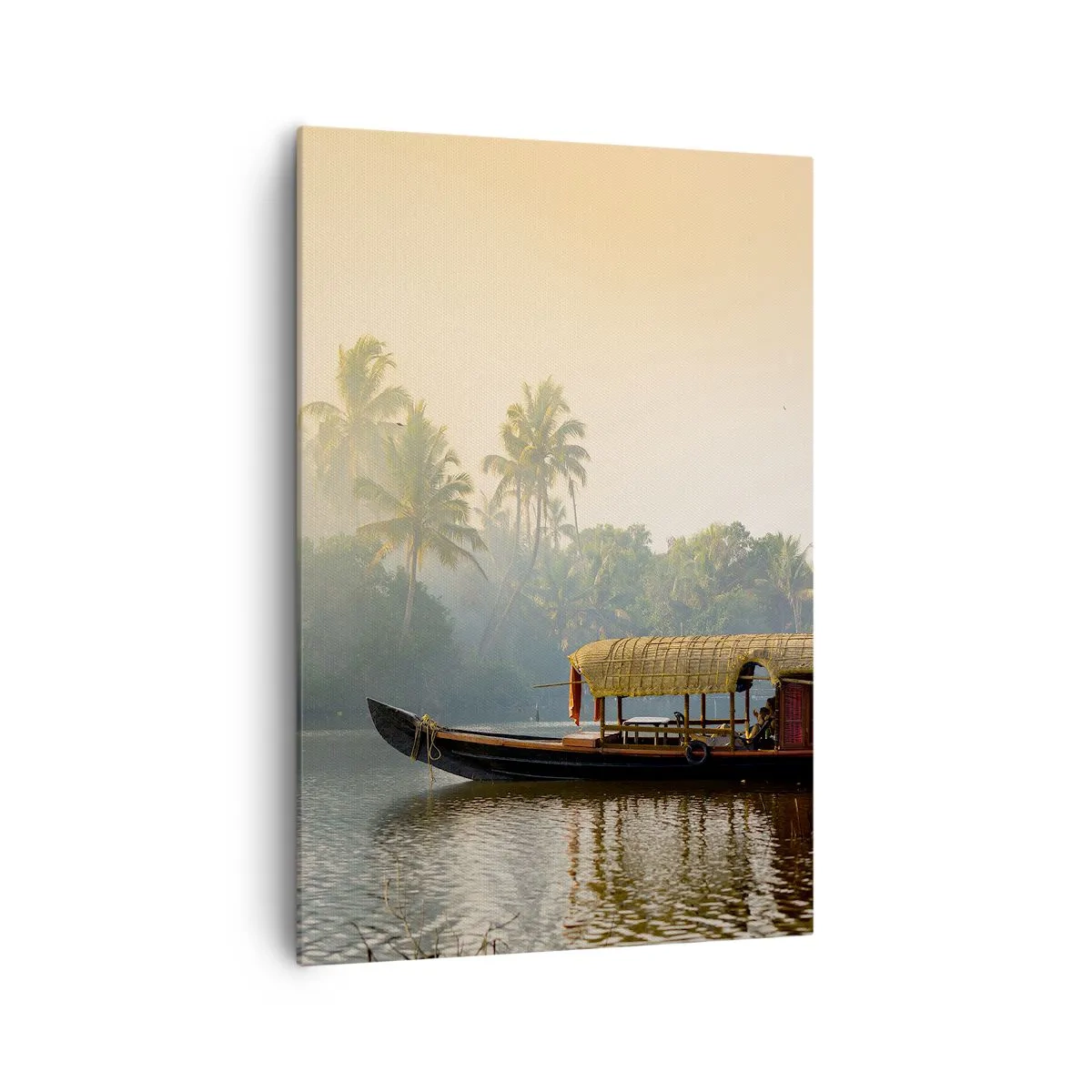 Canvastavla - Bild på duk - Hus på floden - 70x100 cm