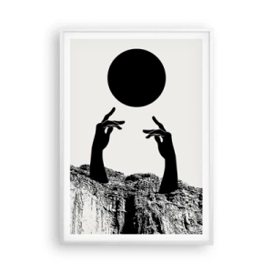 Affisch i vit ram - Surrealistisk komposition: solen och resten - 70x100 cm