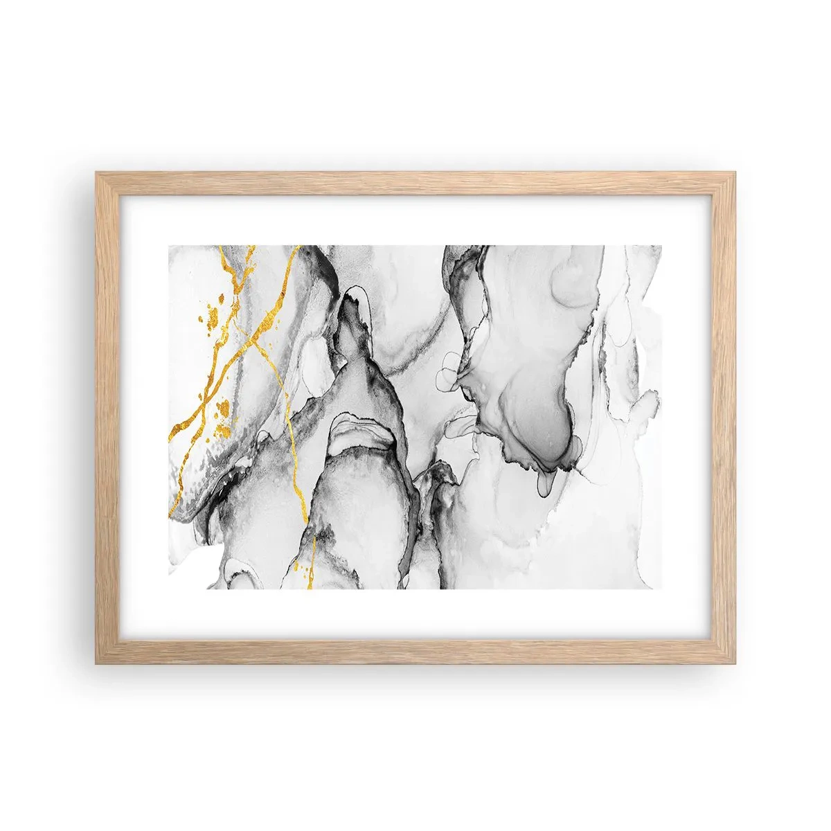 Affisch i ram av ljusek - Komposition med guldmotiv - 40x30 cm