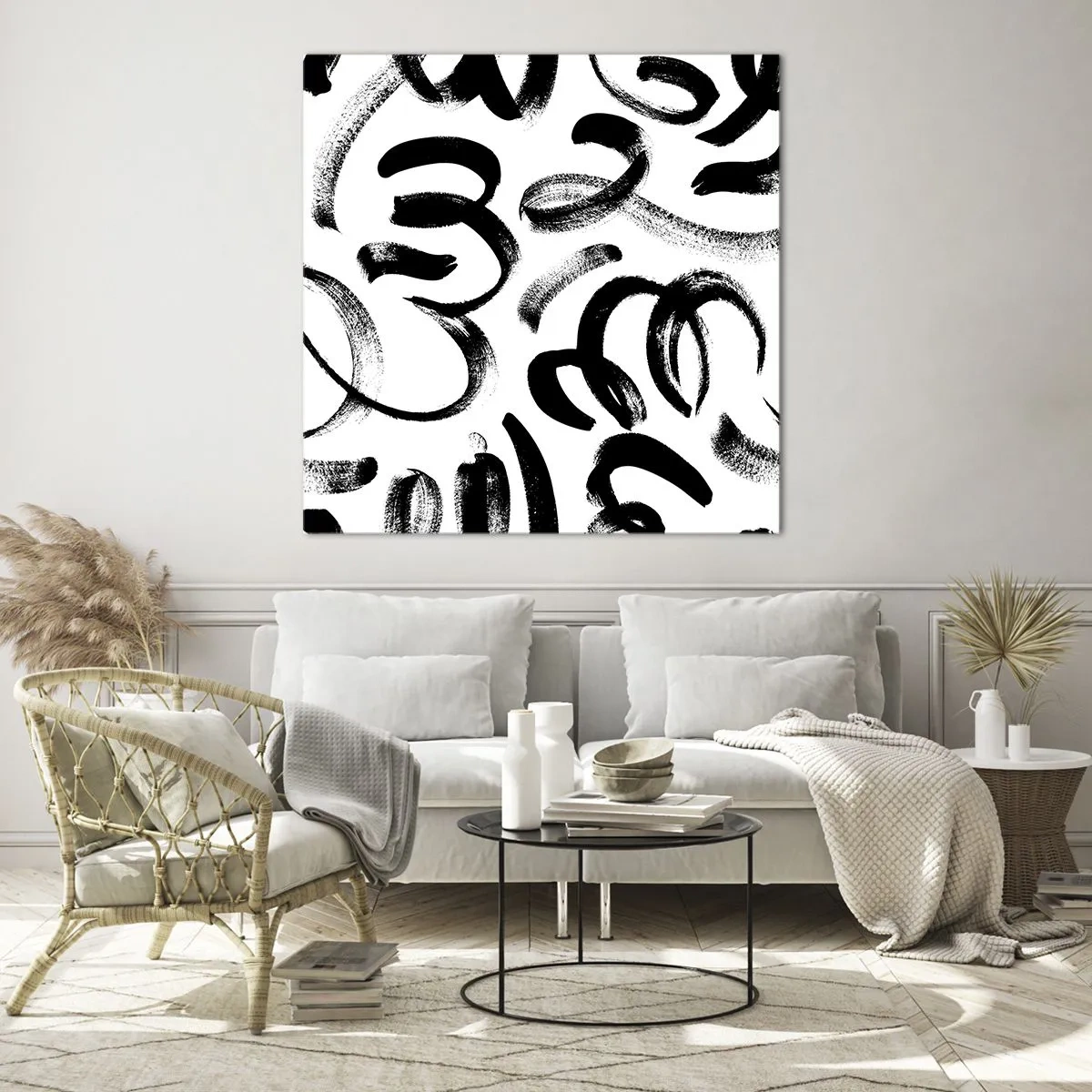 Glastavla - Bild på glas - Svart på vitt - 70x70 cm