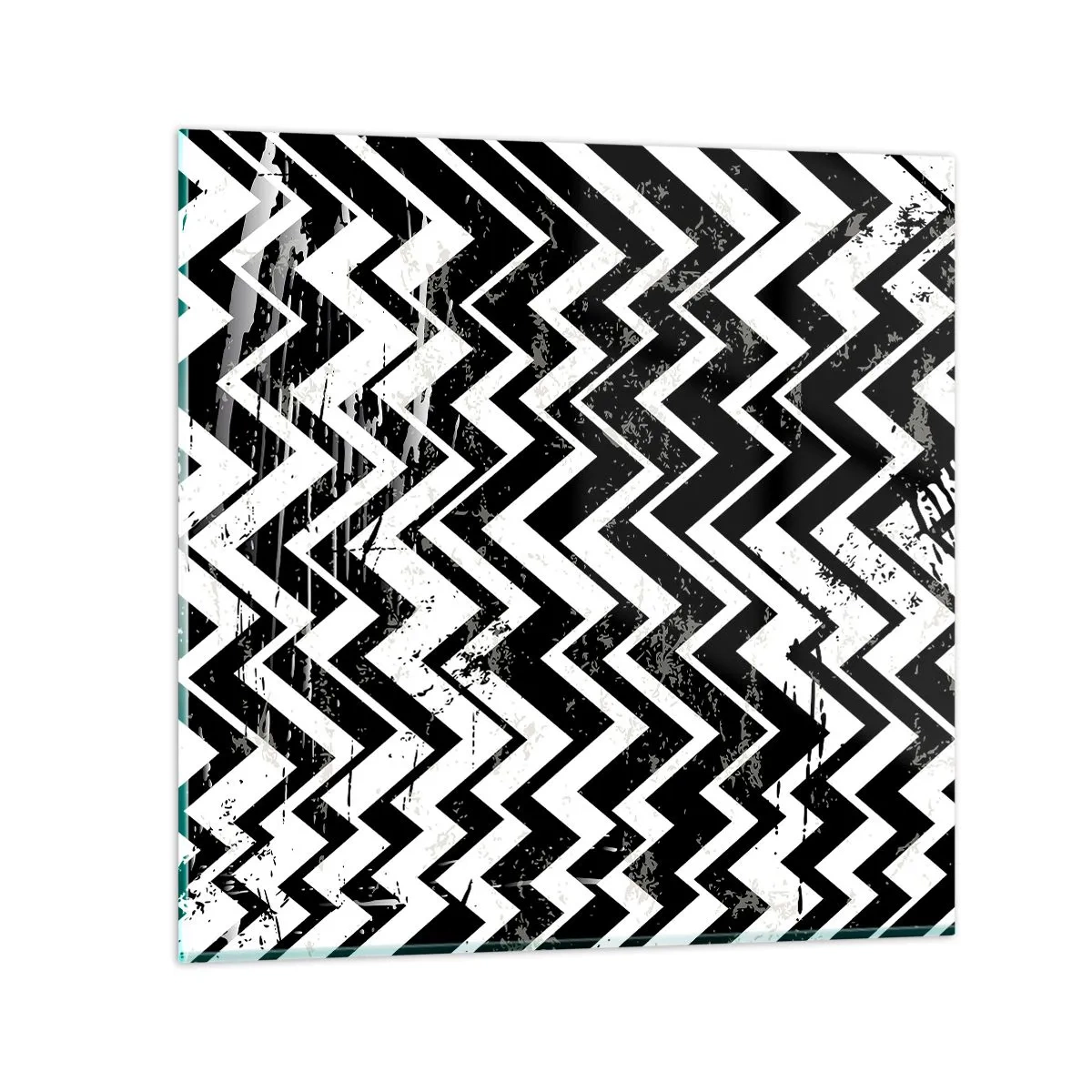 Glastavla - Bild på glas - Zick-vitt, zack-svart - 30x30 cm