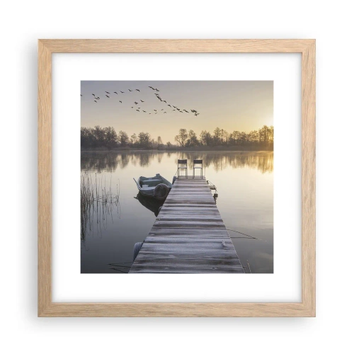 Affisch i ram av ljusek - Kommer tillbaka om en viss tid - 30x30 cm