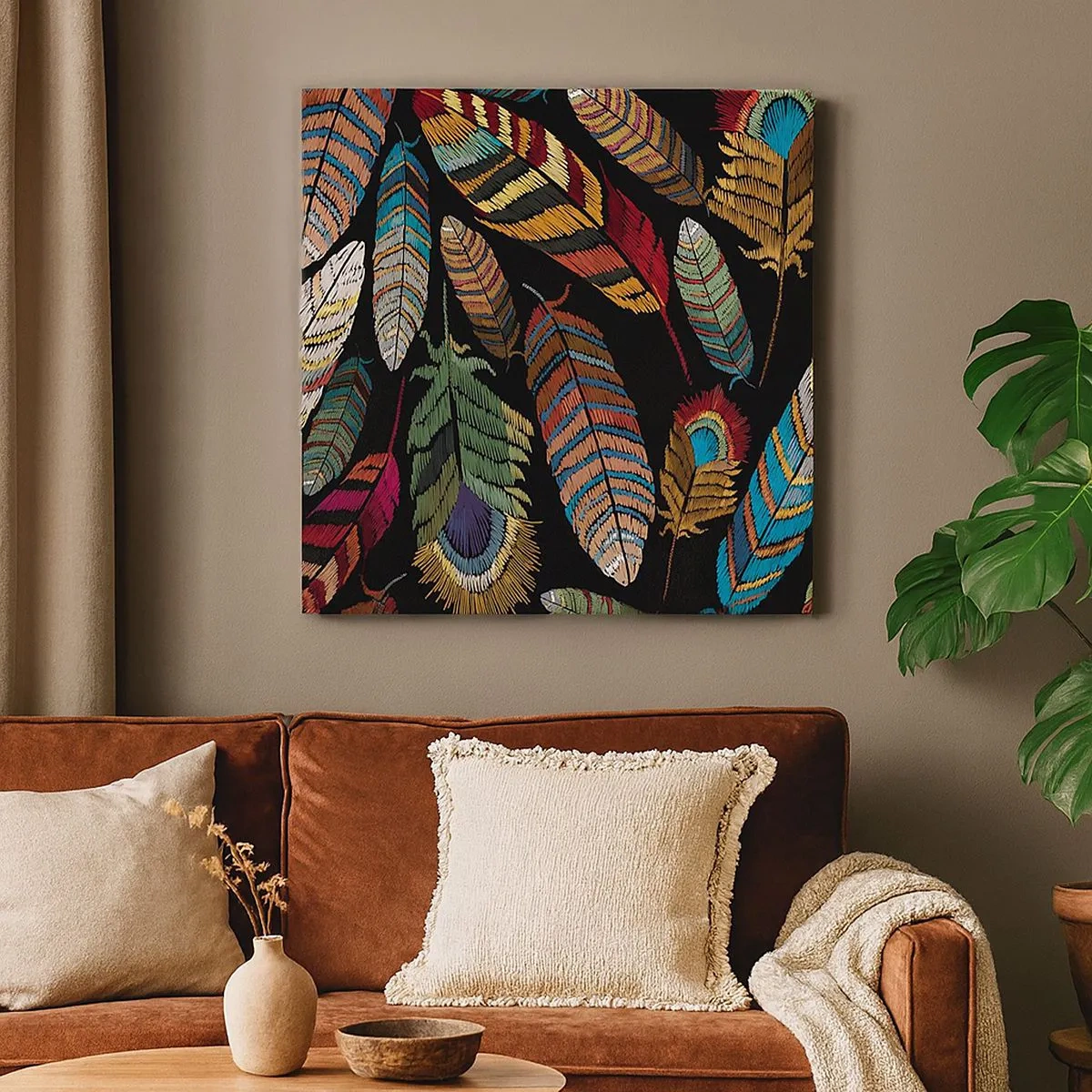 Canvastavla - Bild på duk - Fågelkarneval - 30x30 cm