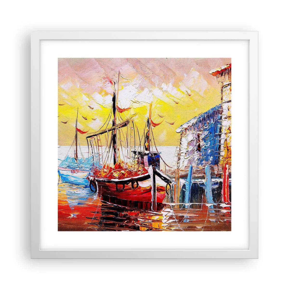 Affisch i vit ram - Lycklig återresa - 40x40 cm