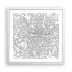 Affisch i vit ram - Karta över London-labyrinten - 50x50 cm