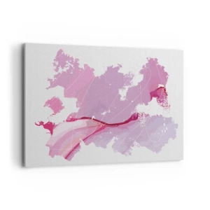 Canvastavla - Bild på duk - Karta över en rosa värld - 100x70 cm