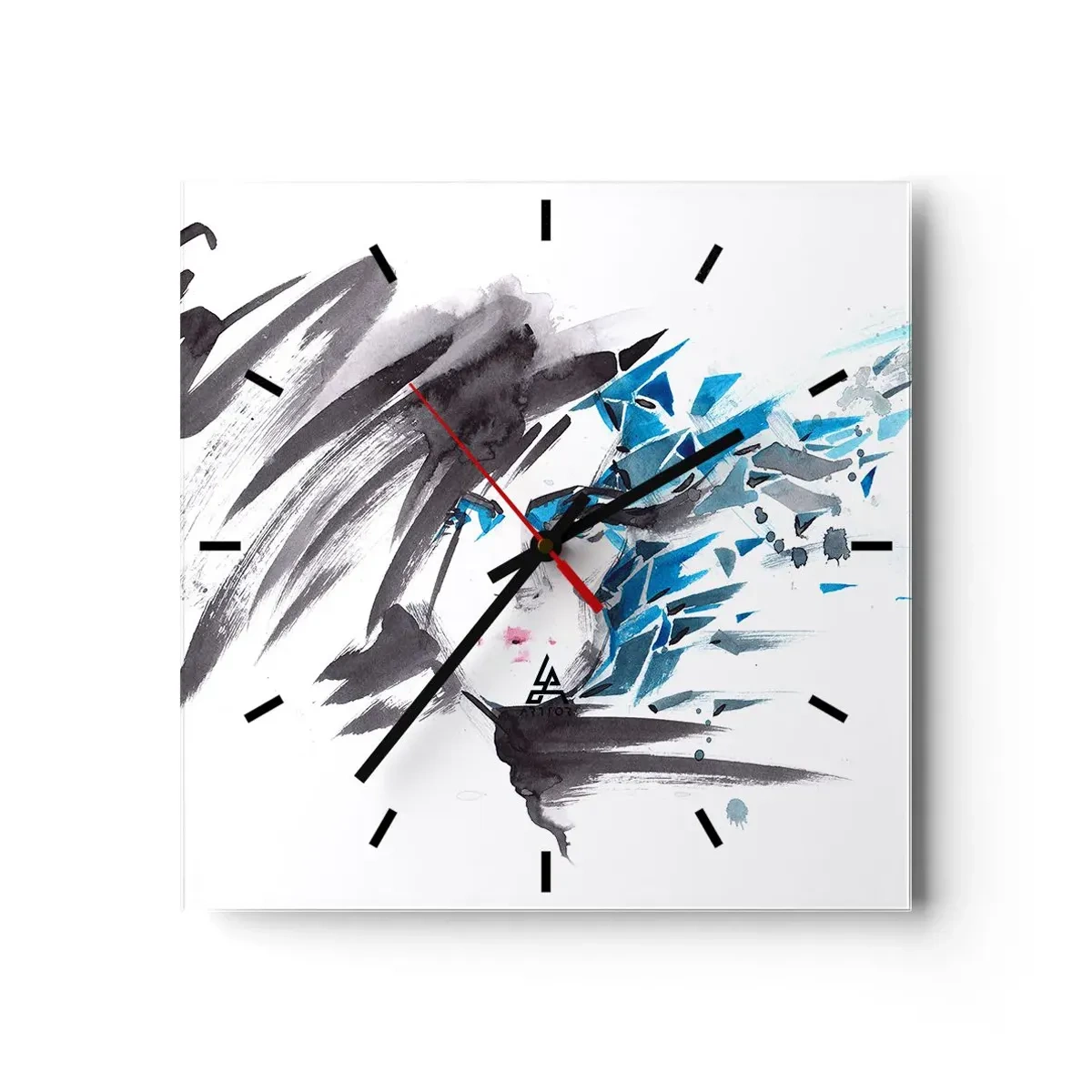 Väggklocka - Klocka på glas - Sensuell porträtt i grått och blått - 40x40 cm