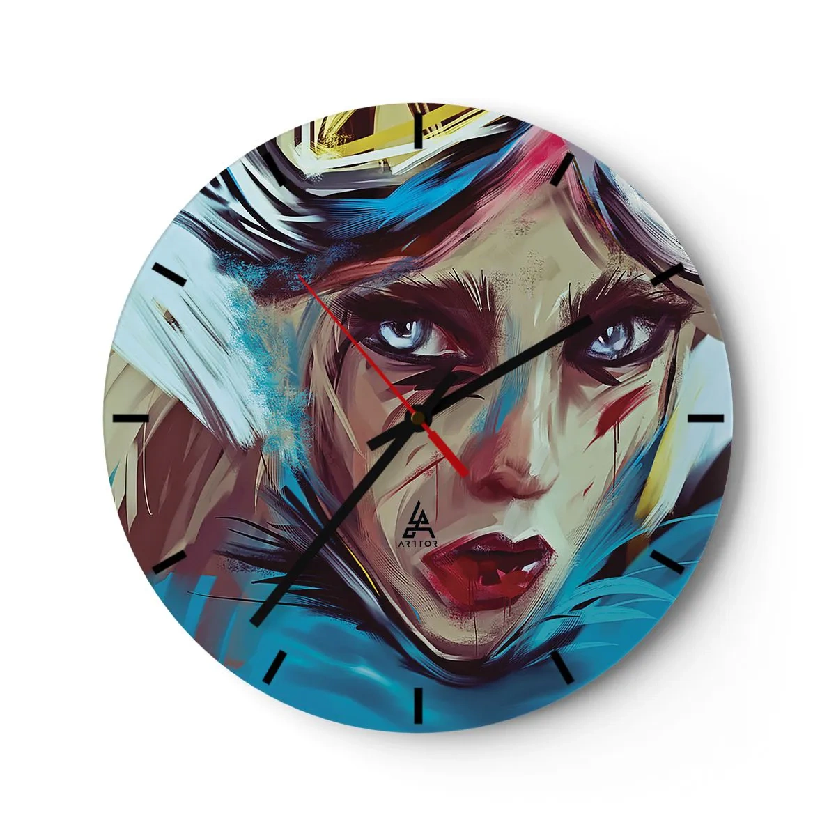 Väggklocka - Klocka på glas - Vägkämpe - 40x40 cm