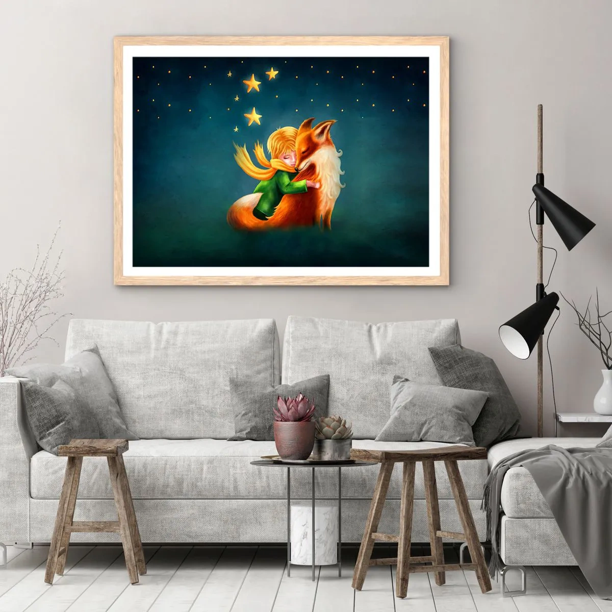 Affisch i ram av ljusek - Lilla prinsen - 70x50 cm