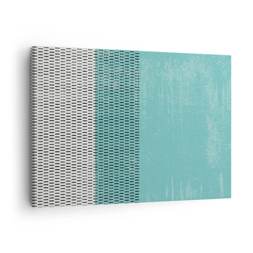 Canvastavla - Bild på duk - Geometrisk komposition med turkos och linjer - 70x50cm - Balanserad komposition - Modern väggdekoration för vardagsrum och sovrum ARTTOR