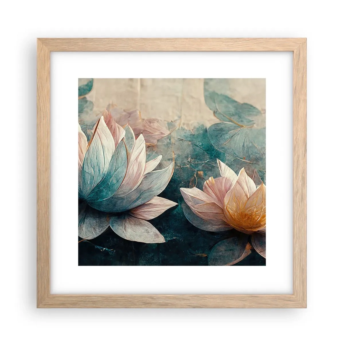 Affisch i ram av ljusek - Stjärnor i en sjö - 30x30 cm