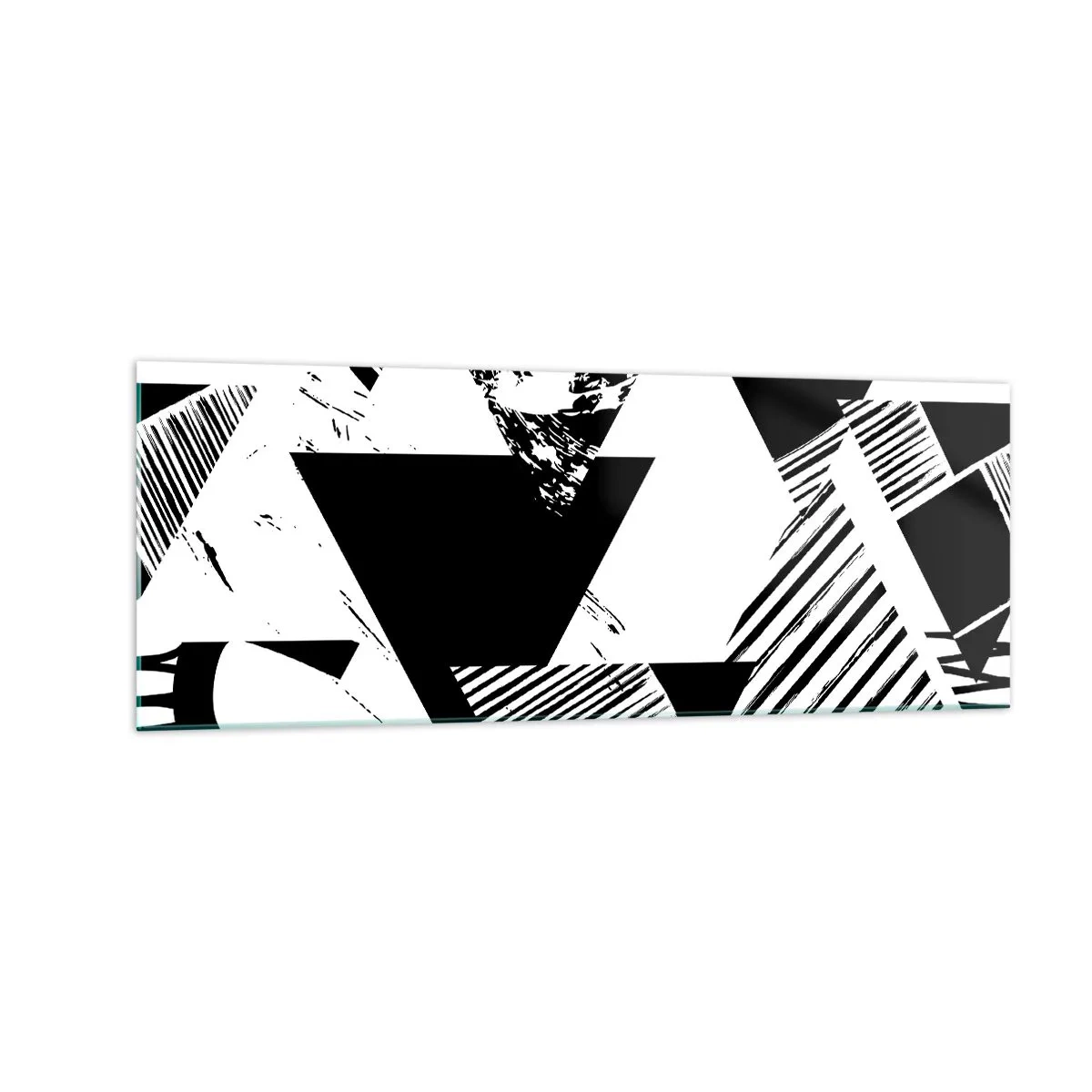 Glastavla - Bild på glas - Det regnar trianglar - 140x50 cm
