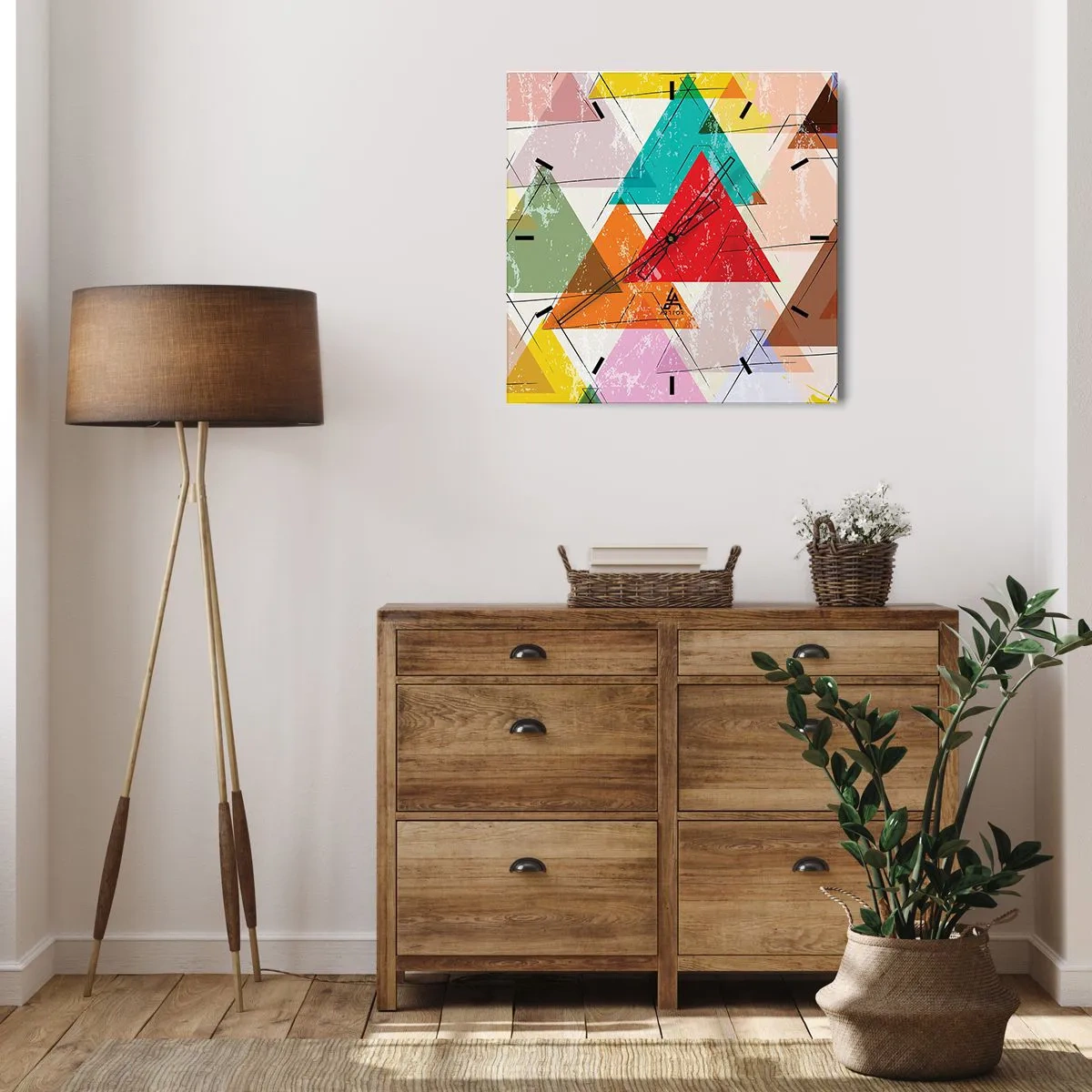 Väggklocka - Klocka på glas - Tre gånger tre - 30x30 cm