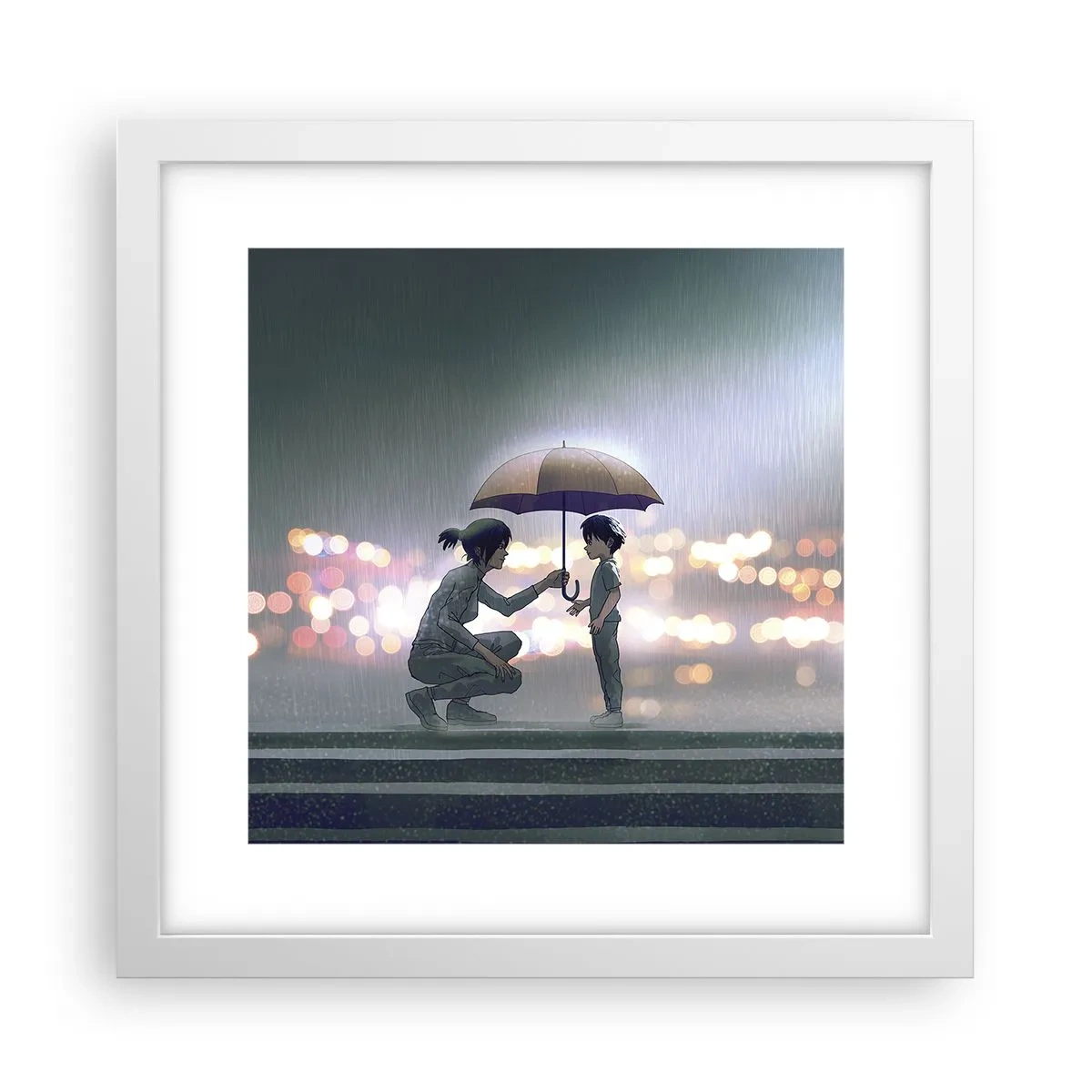 Affisch i vit ram - Och allt är väl nu - 30x30 cm