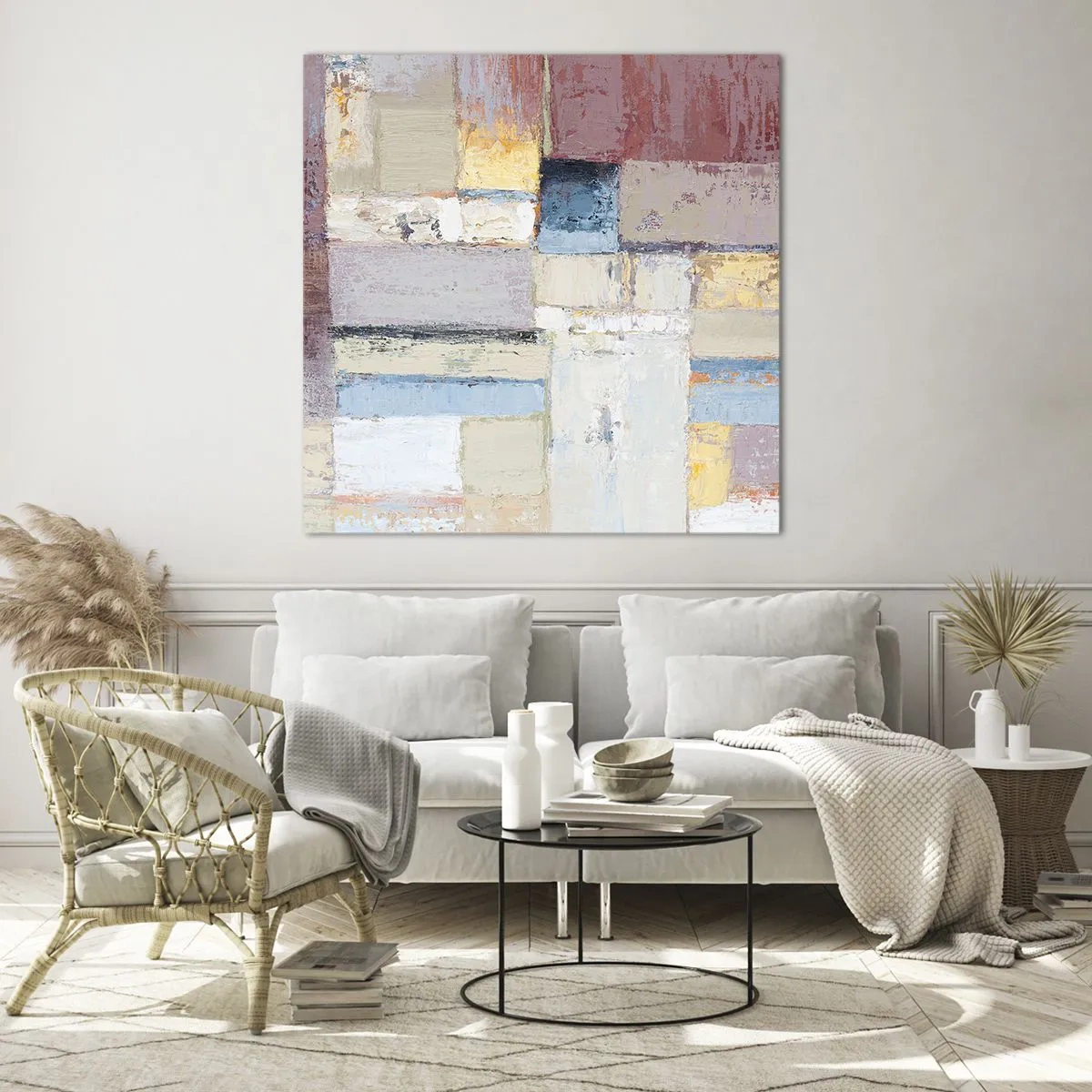 Glastavla - Bild på glas - Geometrins lugn - 40x40 cm