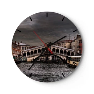 Väggklocka - Klocka på glas - Ett löfte om en kväll i Venedig - 40x40 cm