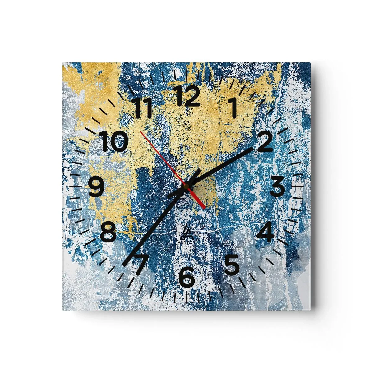 Väggklocka - Klocka på glas - En väderfylld abstraktion - 40x40 cm