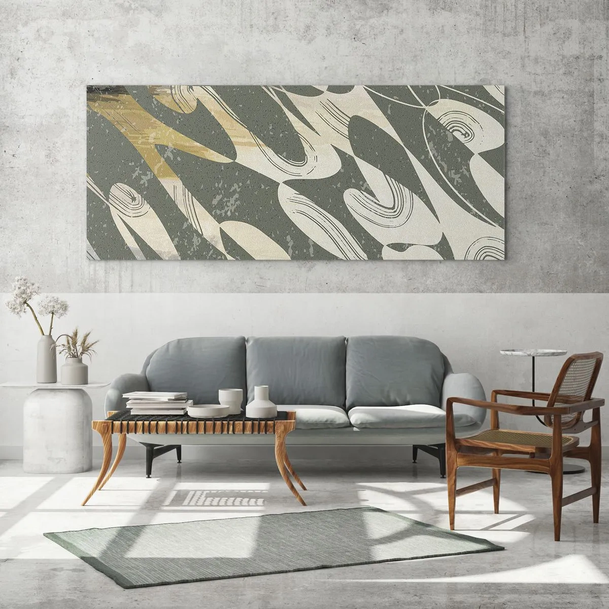 Glastavla - Bild på glas - Rytmisk abstraktion - 90x30 cm