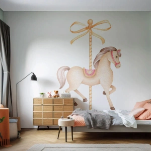 Fototapet på mått Premium Canvas - Med en graciös trav - Häst, Merry-go-round, Flickaktigt