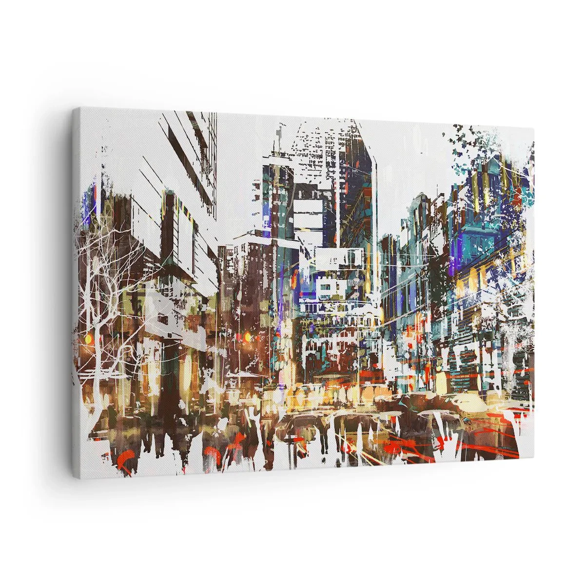 Canvastavla - Bild på duk - Ett modernt urbant landskap i konstnärlig stil - 70x50cm - Blinkande stad - Modern väggdekoration för vardagsrum och sovrum ARTTOR