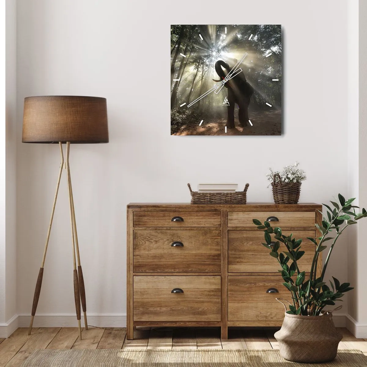 Väggklocka - Klocka på glas - Under en lycklig stjärna - 30x30 cm