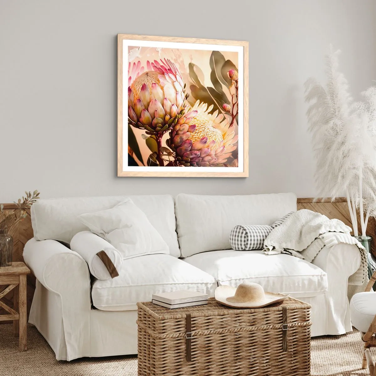 Affisch i ram av ljusek - Ömsint omfamnad - 60x60 cm