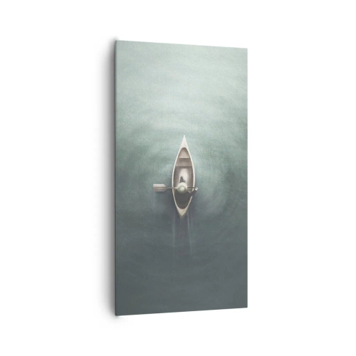 Canvastavla - Bild på duk - Över en månbelyst sjö - 65x120 cm