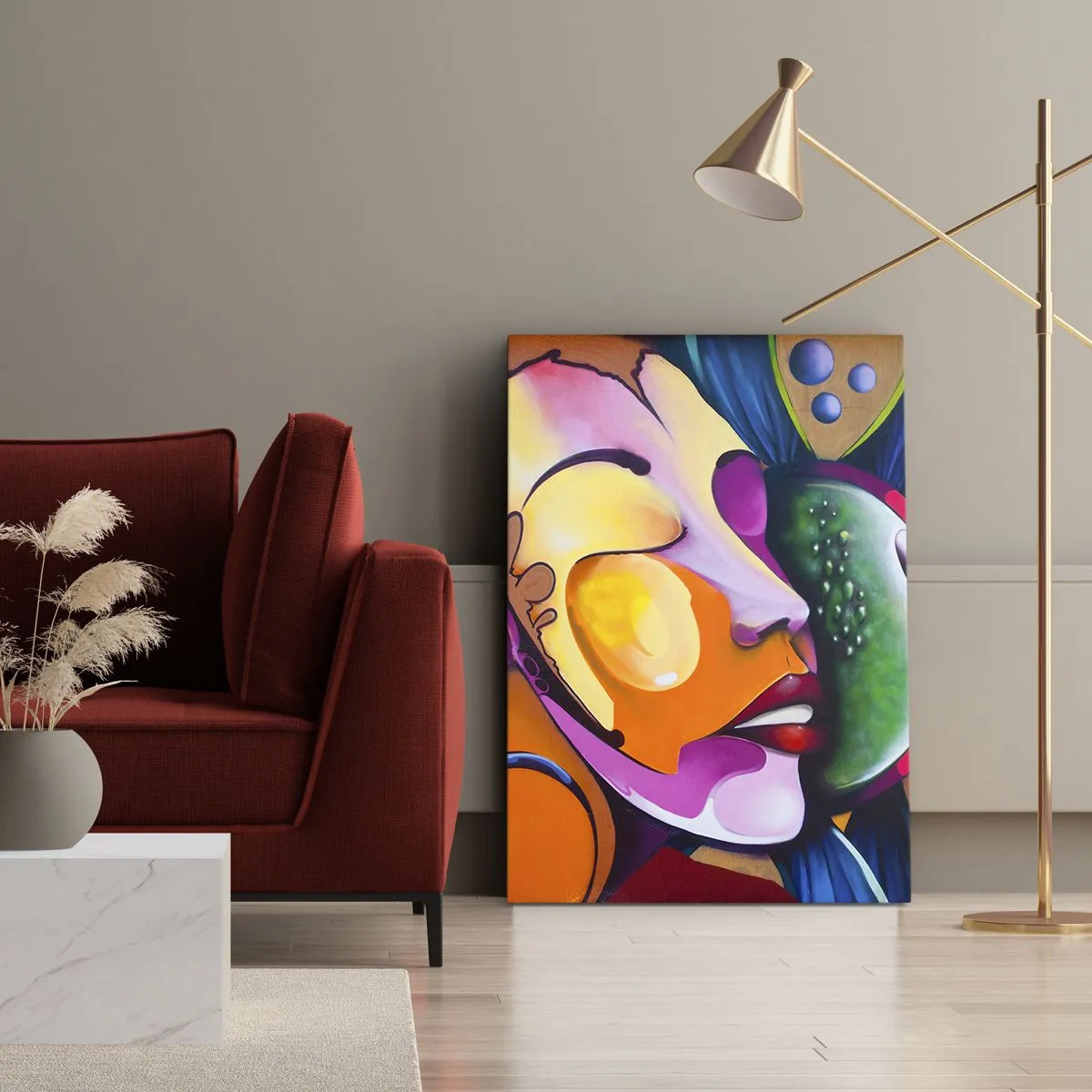 Canvastavla - Bild på duk - Känna på med färg - 65x120 cm